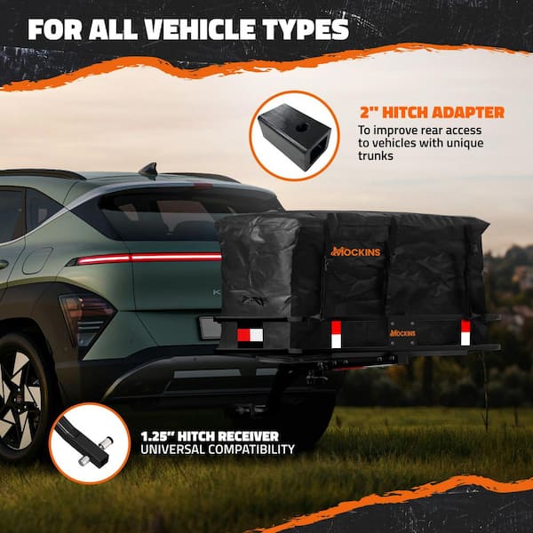 48in. x 20in. x 6in. Raised Hitch Cargo Carrier Basket w/ 6 in. Shank Rise, 15 cu. ft. Cargo Carrier Bag and Accessories