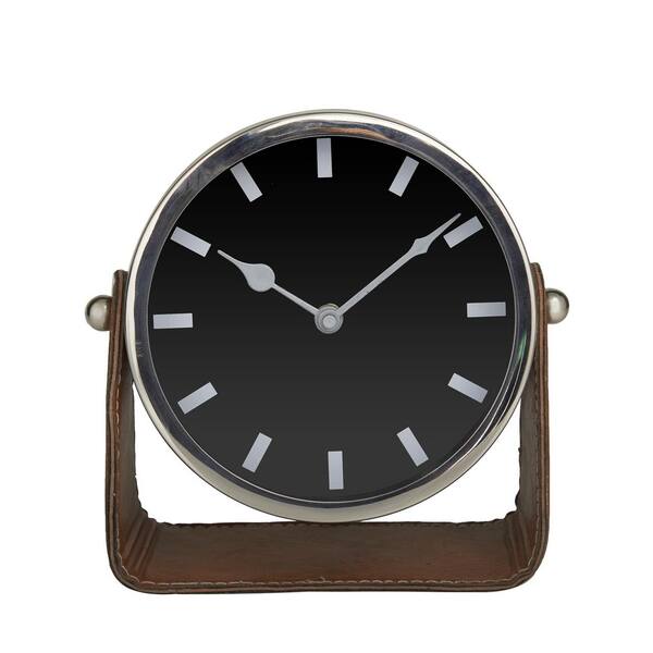 Litton Lane 7 in. x 7 in. Silver Stainless Steel Analog Clock with 