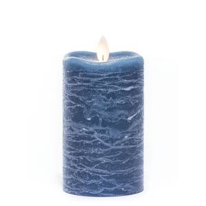 5 in. Blue Frosted Rustic LED Pillar Candle