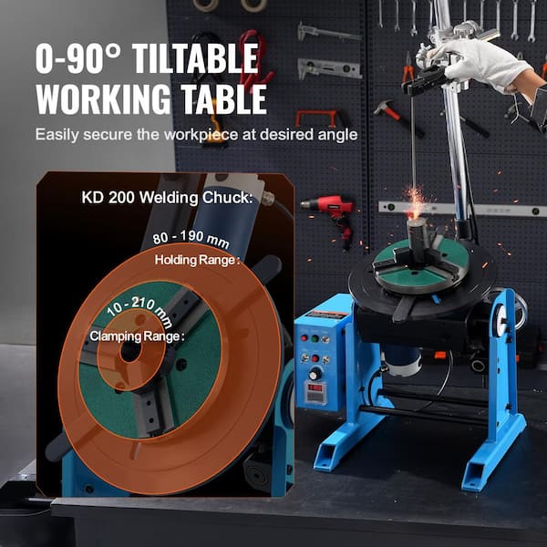 VEVOR 10KG Rotary Welding Positioner 0-90° Positioning Turntable Table 1-12RPM