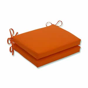 Solid 18.5 in. x 16 in. Outdoor Dining Chair Cushion in Orange (Set of 2)