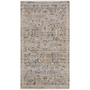 Nyle Ivory Taupe 3 ft. x 5 ft. Vintage Persian Kitchen Area Rug