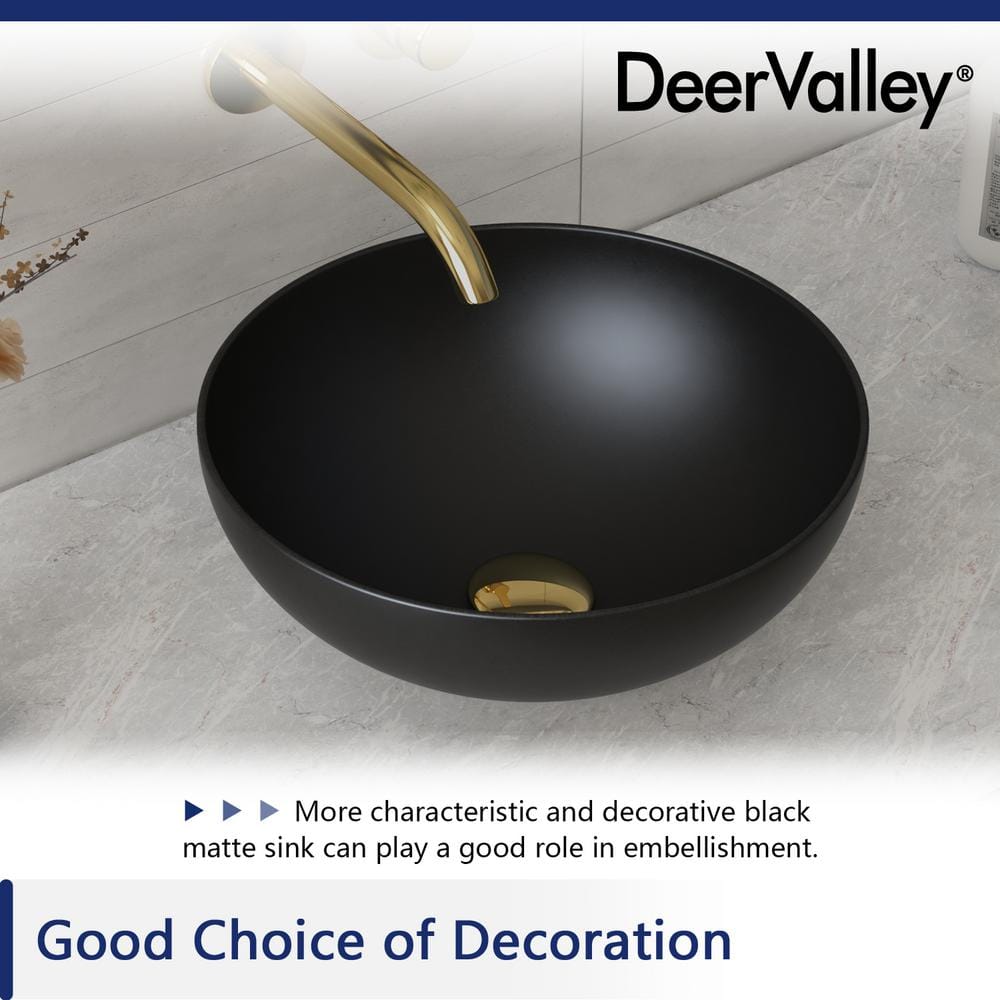 Matte Black Round Ceramic Above-Counter Vessel Sink