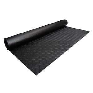 HUSKY Garage Flooring Roll Black with Diamond Plate texture PVC 36 in. x 64 in. x 0.11 in. 1-PK (16 sq. ft.)
