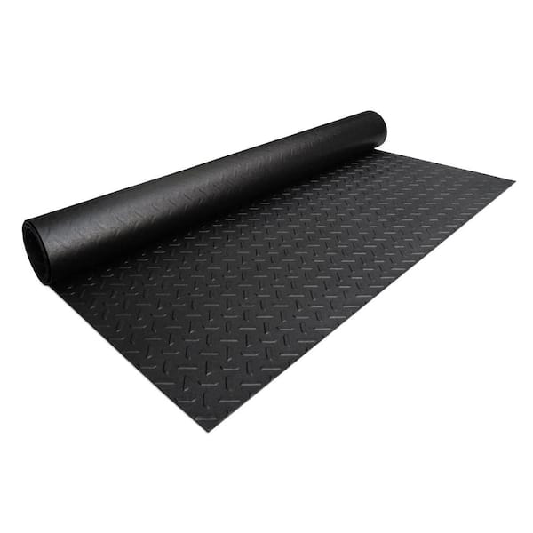 Husky HUSKY Garage Flooring Roll Black with Diamond Plate texture PVC 36 in. x 64 in. x 0.11 in. 1-PK (16 sq. ft.)