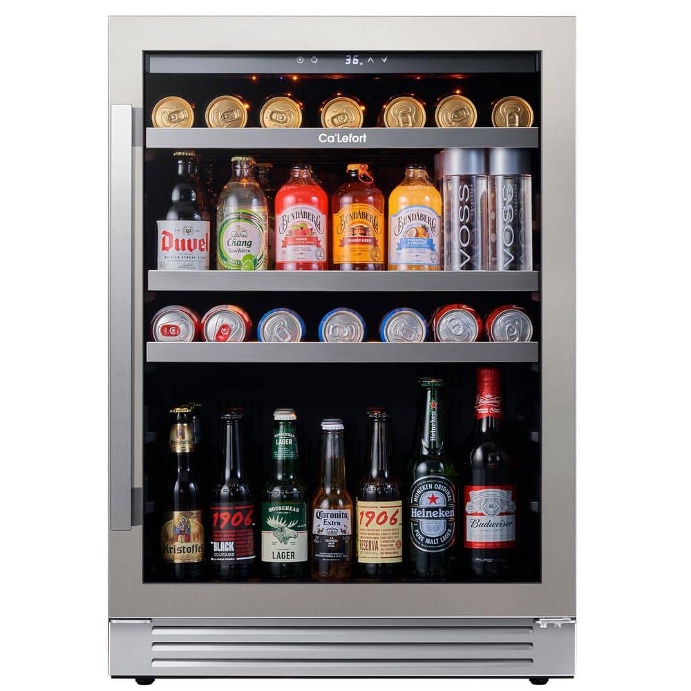 Ca'Lefort 24 inch 220 Cans(12 oz.) Beverage Cooler Beer Drink Refrigerator Built-in or Under-Counter Fridge Quiet Compressor CLF-BS24-HD