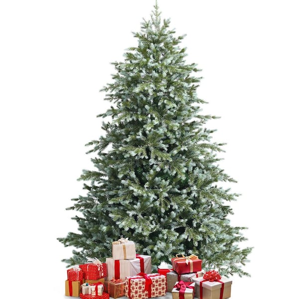 Costway 7ft Artificial Christmas Tree Spruce Hinged w/1260 Mixed PE & PVC Tips
