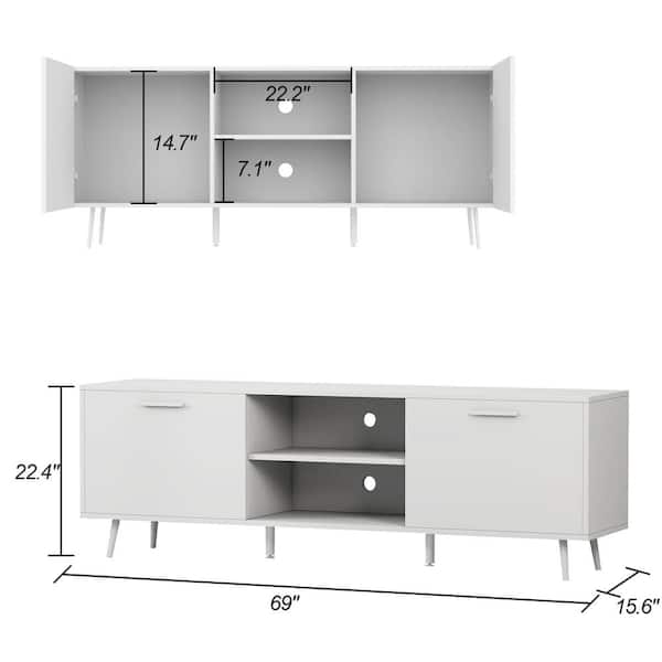 FUFU&GAGA 69 in. W White Wood Accent Storage Cabinet Sideboard
