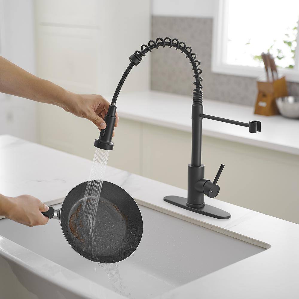 Matte Black Single-Handle Pull-Down Sprayer Kitchen Faucet