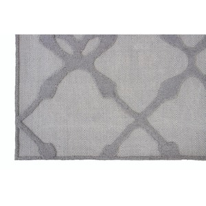 B1751 Grey 5 ft. x 8 ft. Hand Tufted Looped High and Low Wool Area Rug