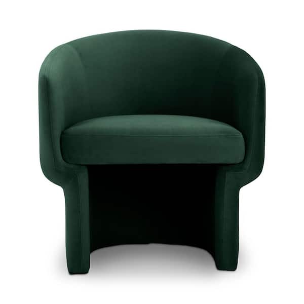 Sylvie Dark Green Recycled Polyester Accent Chair with FSC-Certified Frame and Curved Art Deco Design