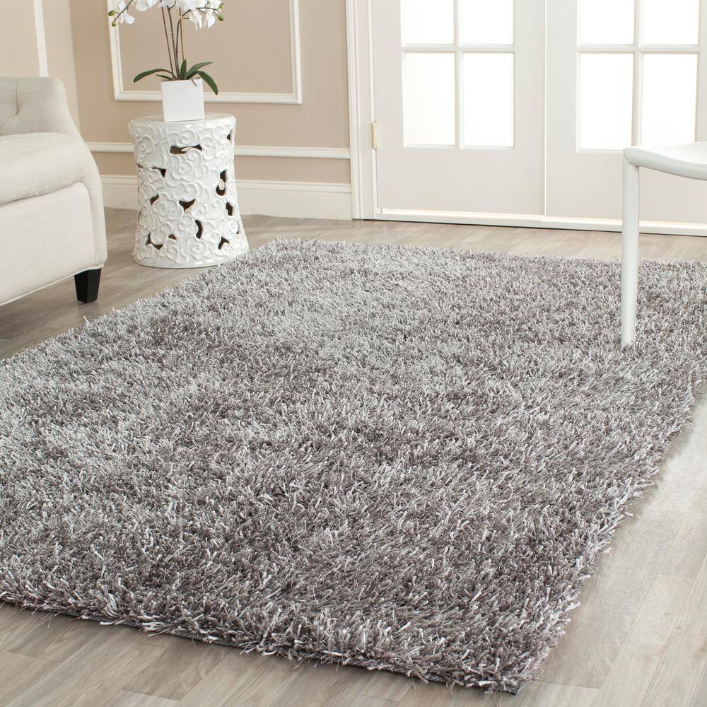Platinum Ivory 4' x 6' Handmade Wool & Synthetic Tufted Shag Rug