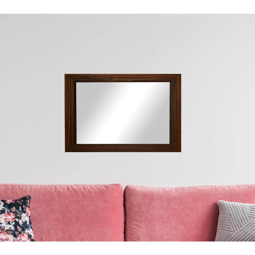 Mocha Finish Rectangular Wooden Vanity Wall Mirror