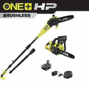 ONE+ HP 18V Cordless 10 in. Chainsaw and Whisper Series 8 in. Pole Saw with 4.0 Ah Battery and Charger