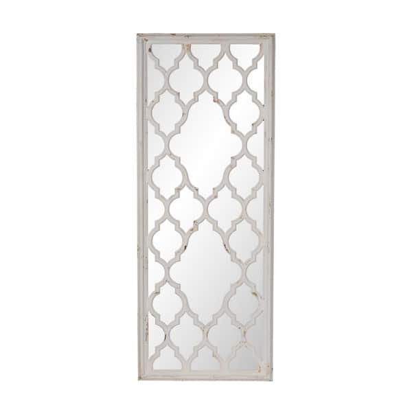 Unbranded Elegant Aesthetic Distressed White 23.60 in. W x 59.40 in. H Rectangle Wood Full Length Mirror