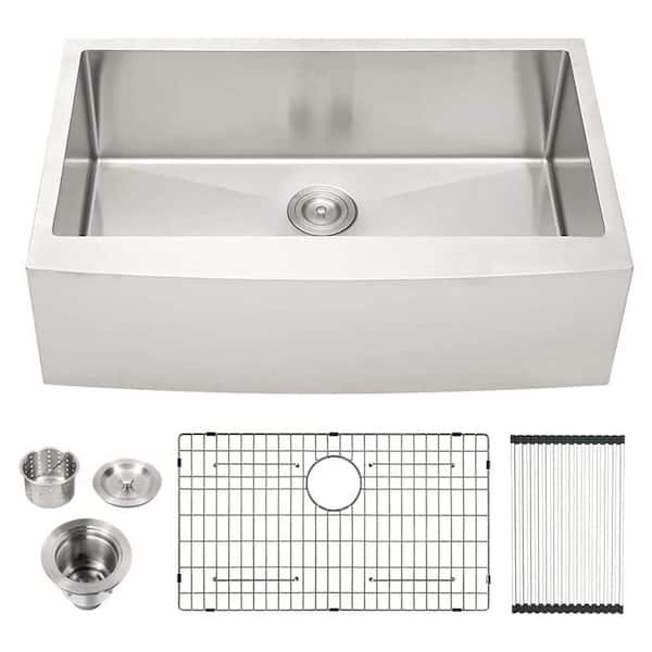 Magic Home 36 in. x 21 in. 16-Gauge Stainless Steel Single Bowl ...