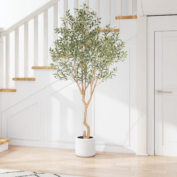8 ft. Artificial Olive Tree in Black Pot Z0BWWQW98M - The Home Depot