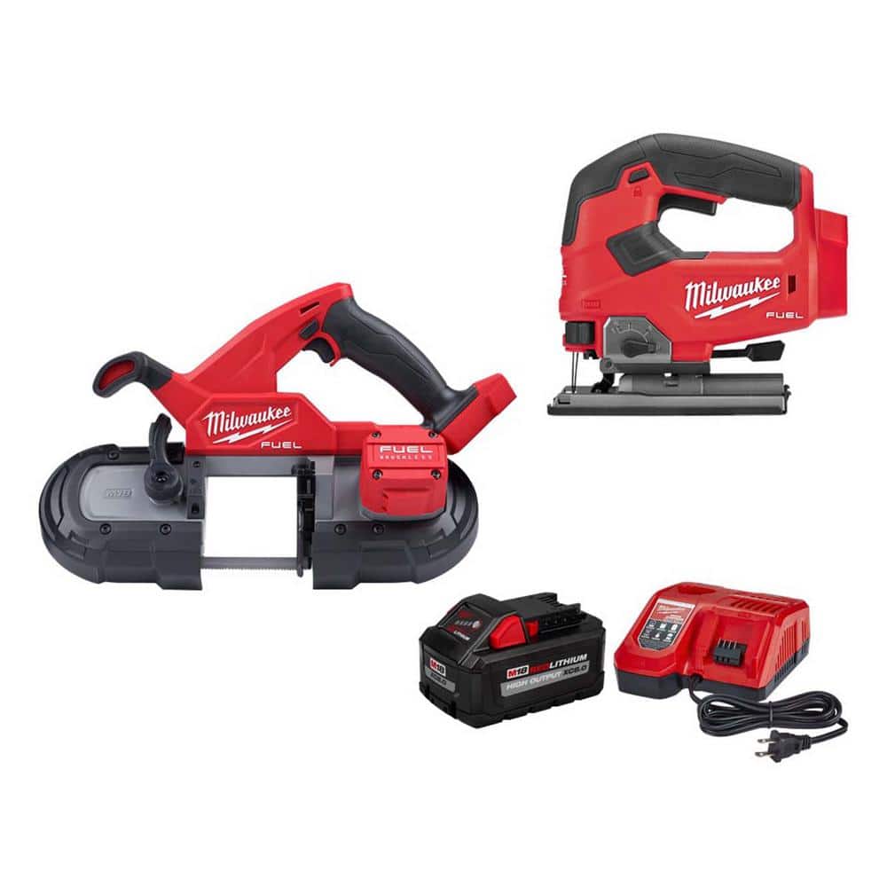 Milwaukee M18 FUEL 18V Lithium-Ion Brushless Cordless Compact Bandsaw w/Jig Saw & 8.0ah Starter Kit
