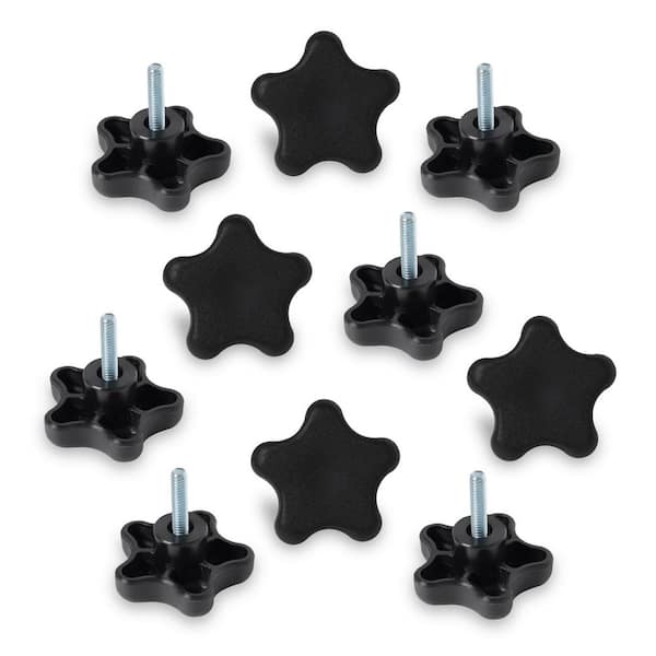 ‎POWERTEC 1/4 in.-20 5-Star Stud Knob, Threaded Thumb Screw Star Knobs with 1 in. Stud for Woodworking Jigs and Fixtures (10PK)