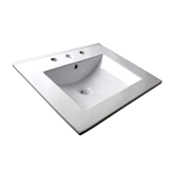 Unbranded Sauberzen Drop-In Corner Vitreous China Bathroom Sink in White
