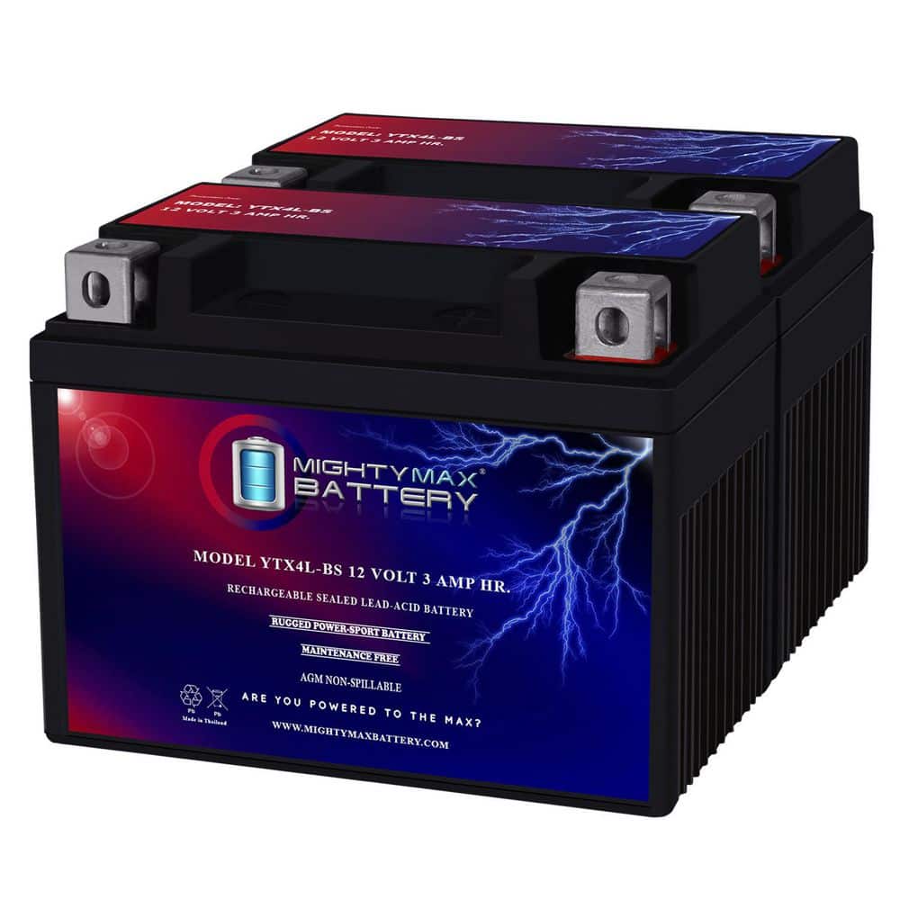12-Volt 3 AH Motorcycle Battery Replaces YTX4L-BS (2-Pack) price history on PriceWatchPro