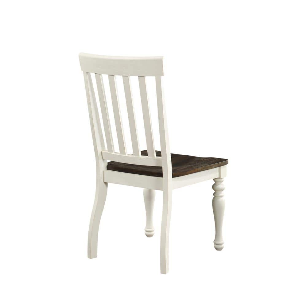 White and Mocha High Back Wood Side Chair Set