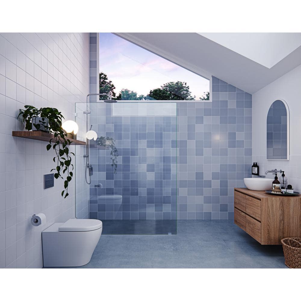 Vela 78" x 60" Frameless Glass Shower Panel with Polished Chrome Hardware