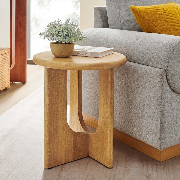 MODWAY Rivian 16 in. W Oak Round Side Table