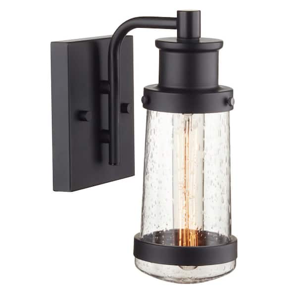 Globe Electric Bennett Black Farmhouse Indoor/Outdoor 1-Light Wall Sconce with Bulb Included