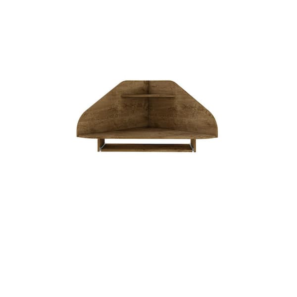 Manhattan Comfort Bradley Rustic Brown Floating Corner Desk with Keyboard Shelf