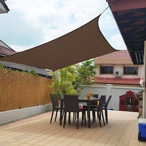 10 ft. x 13 ft. 185 GSM Brown Rectangle UV Block Sun Shade Sail for Yard and Swimming Pool etc.