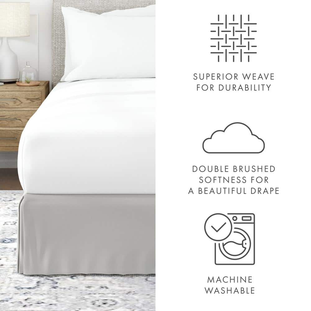 Light Gray Twin Microfiber Pleated Bed Skirt