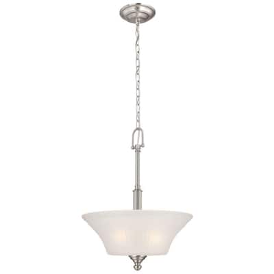 Commercial Electric Creekford 3-Light Brushed Nickel Pendant with Frosted Glass Shade