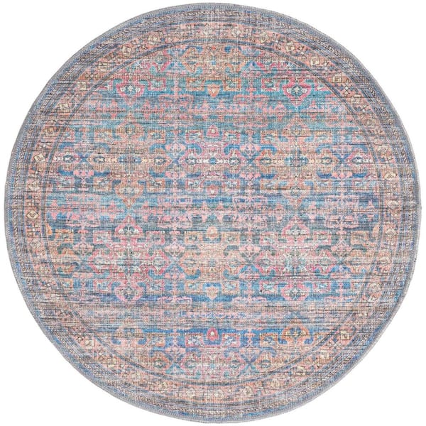 Unique Loom Nostalgia Bliss Antique Blue 3 ft. 3 in. x 3 ft. 3 in. Machine Washable Area Rug