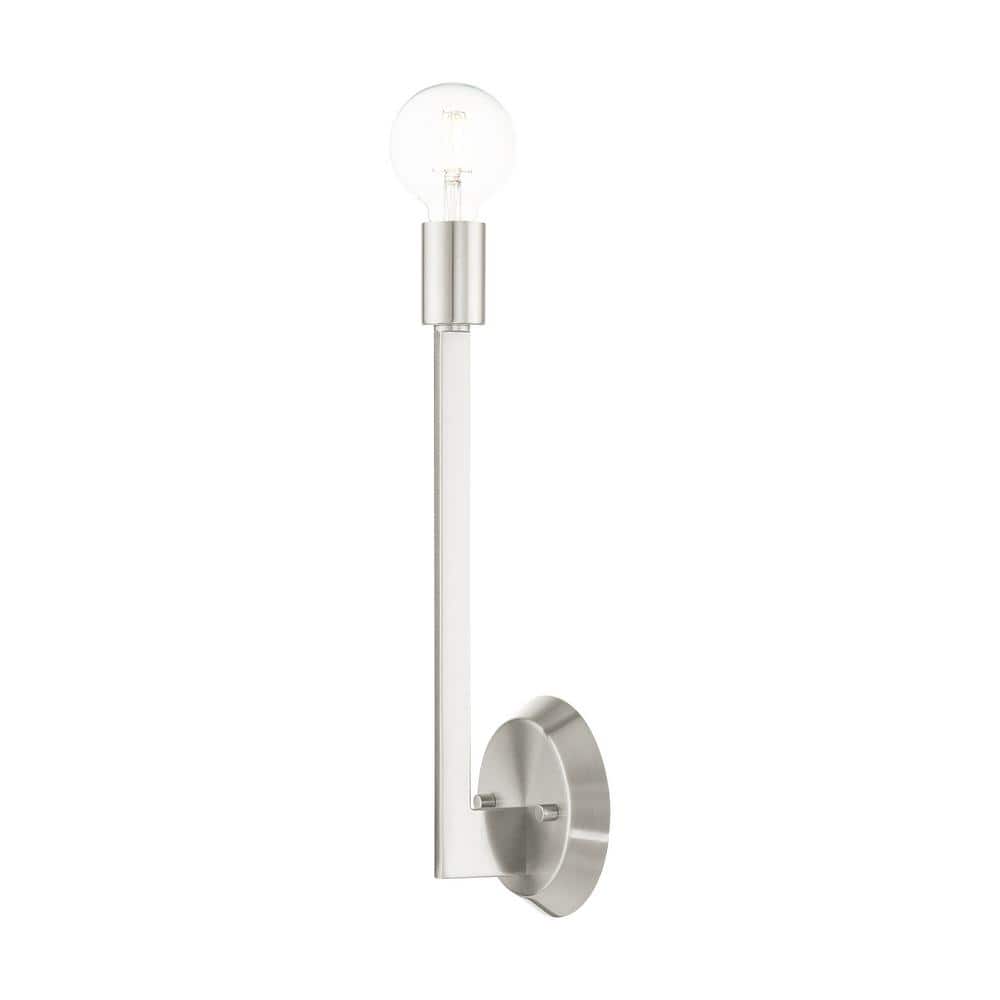 Prague Brushed Nickel 16" Contemporary Crystal Rod Sconce