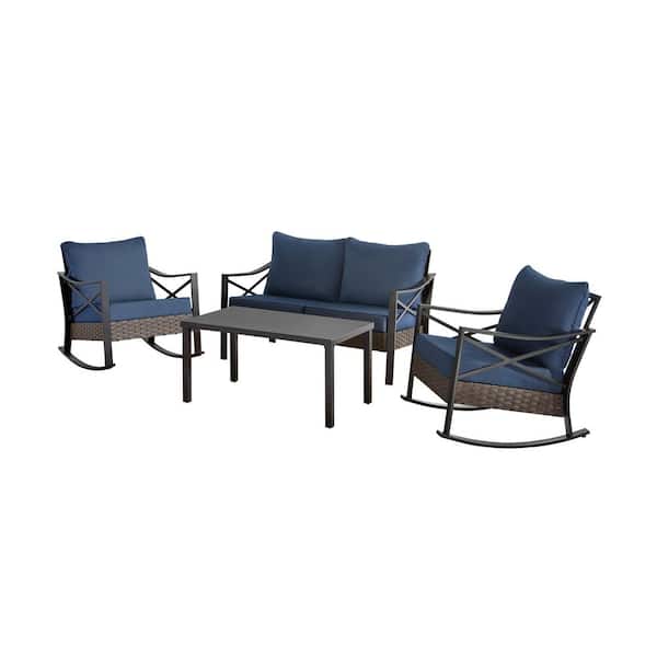 Mayfield Park 4-Piece Wicker Patio Deep Seating Set With Cushion