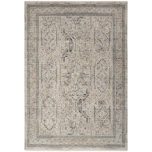 Lynx Ivory/Grey/Blue 5 ft. x 8 ft. All-Over Design Transitional Area Rug