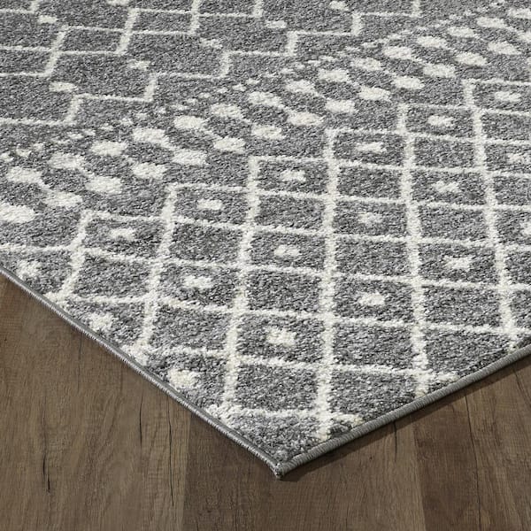 Grid Anthracite/Cream 5 ft. W x 7 ft. Geometric Area Rug