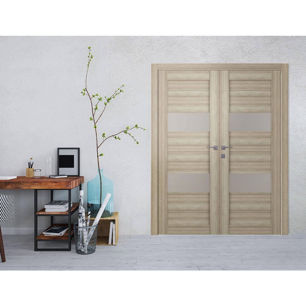 Shambor Pine Composite Prehung French Door with Frosted Glass