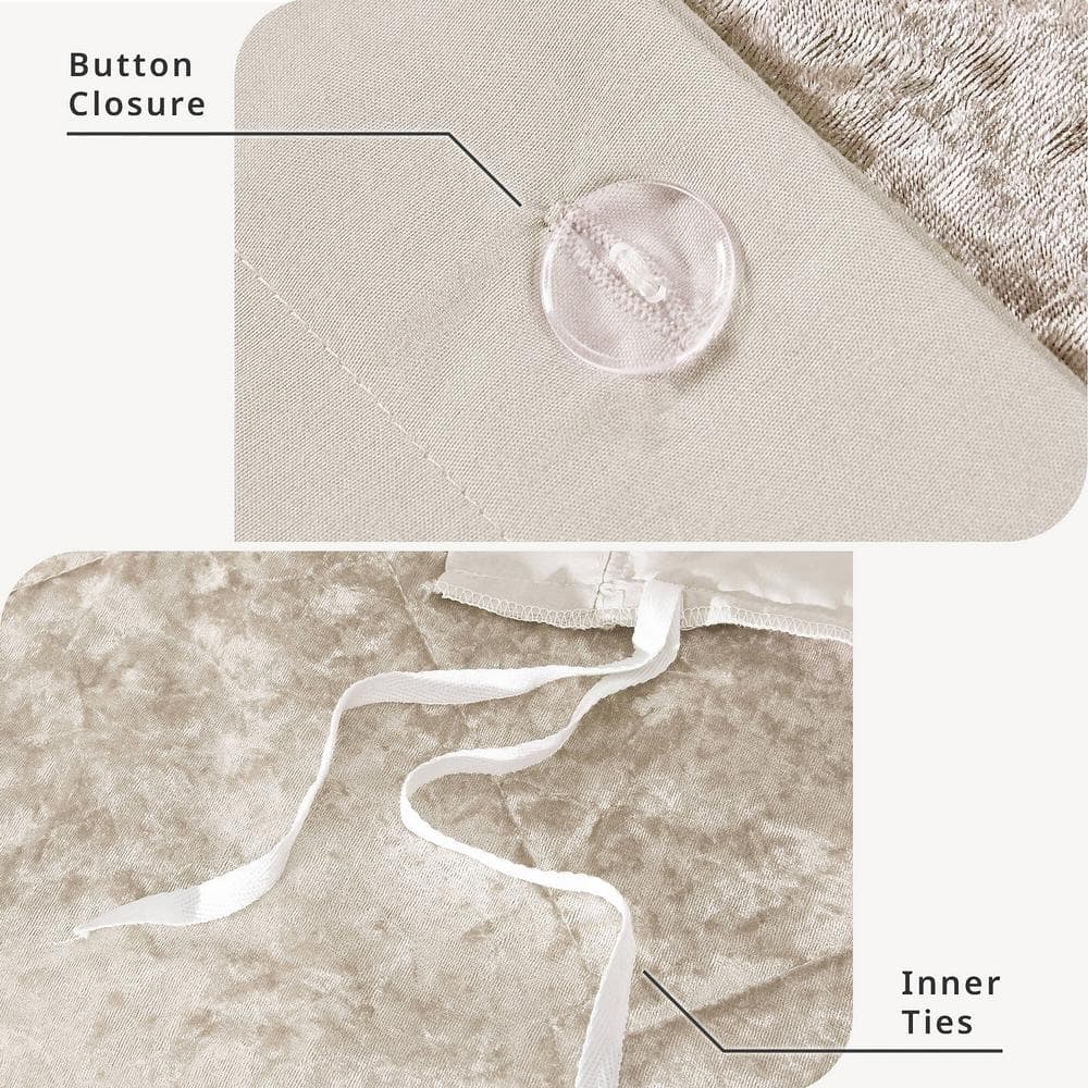 Champagne Velvet Diamond Quilted Queen Duvet Cover Set