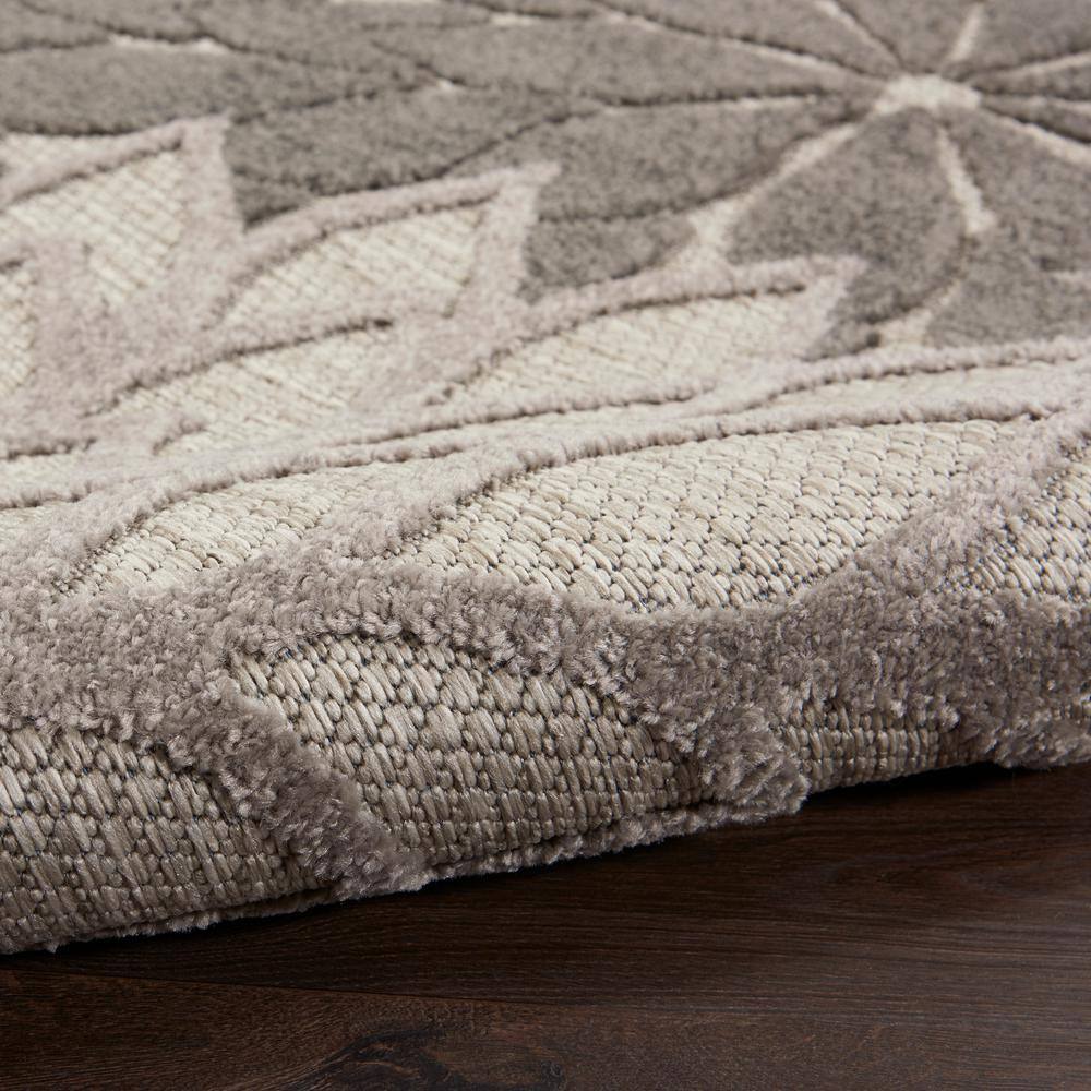 Silver Grey Floral Bloom 9' x 12' Synthetic Easy-Care Rug