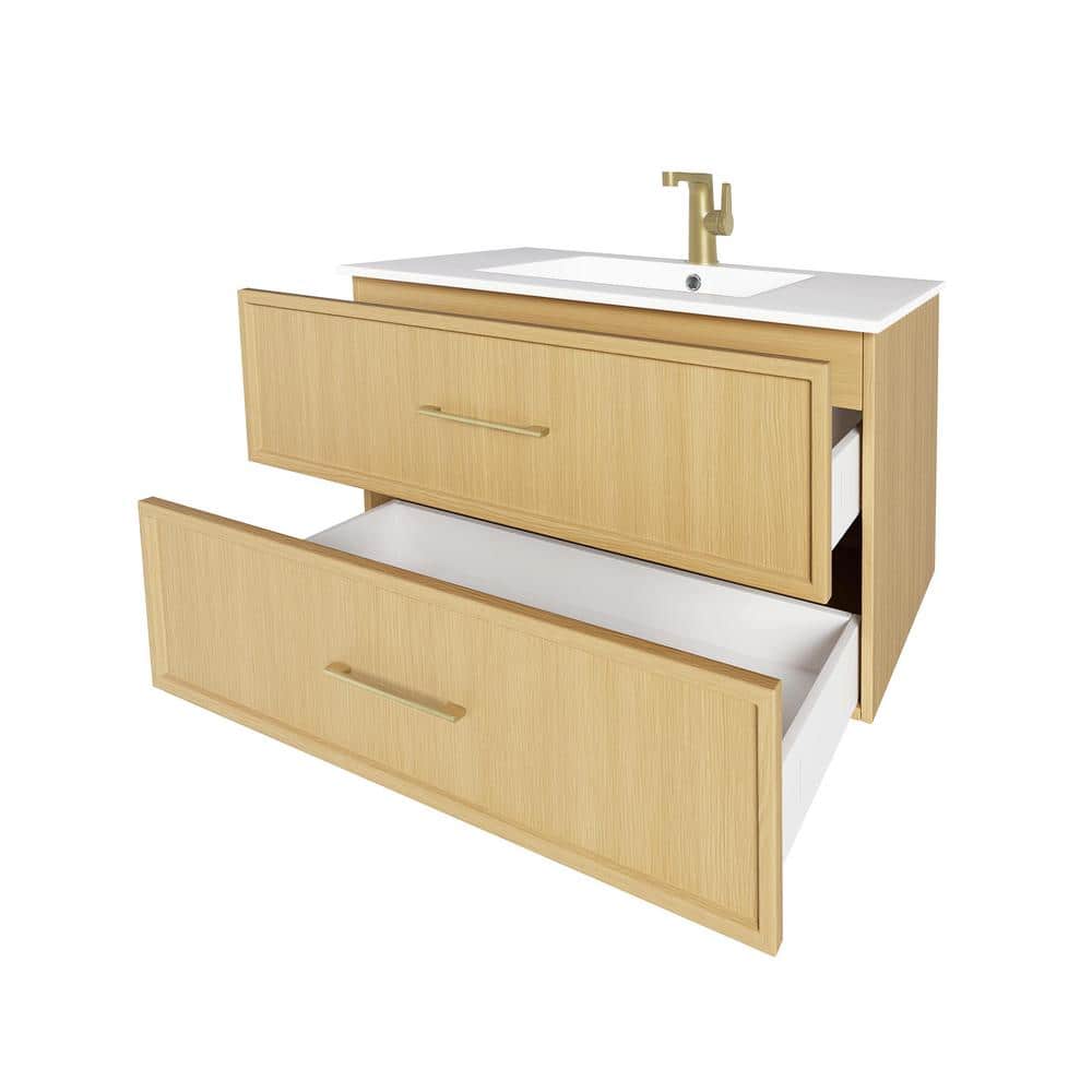 Cassidy 36" Natura Wall-Mounted Vanity with Cultured Marble Top