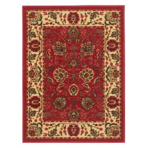 Ottohome Collection Non-Slip Rubberback Oriental Design 2x3 Indoor Entryway Mat, 2 ft. 3 in. x 3 ft., Red