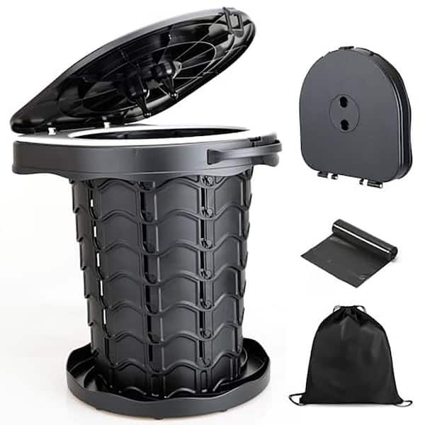 Non-electric 400 lbs. Capacity Waterless Composting Toilet System Foldable Height Adjustable Portable Gray