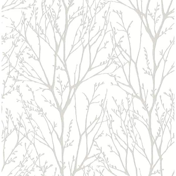 Kenneth James Autumn Silver Tree Silver Wallpaper Sample
