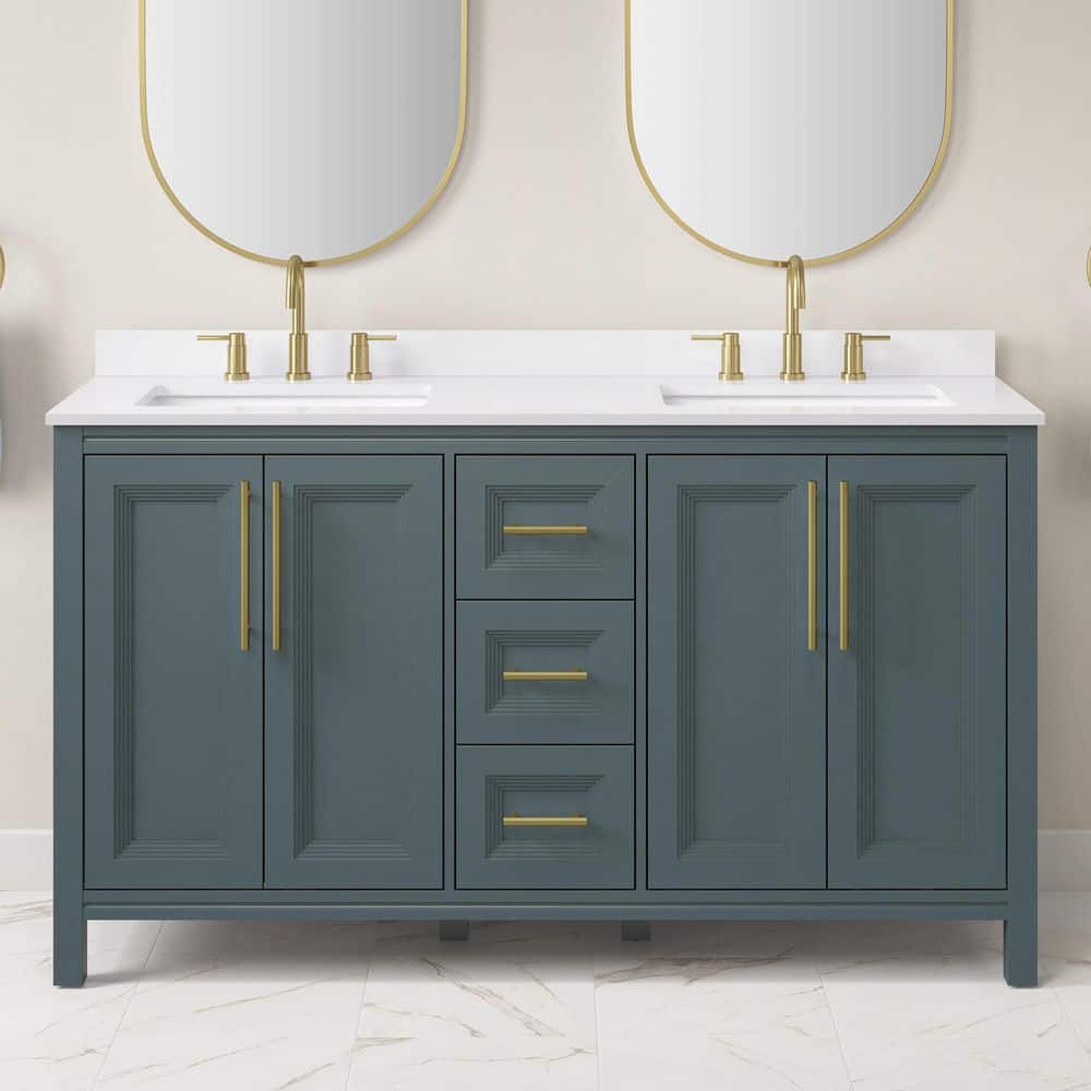 Glacier Bay Korra 60 in. Double Sink Freestanding Vintage Blue
