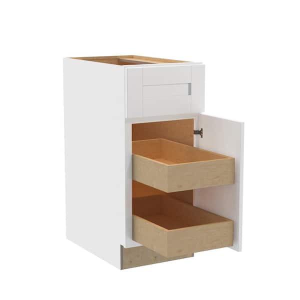 Home Decorators Collection Washington Vesper White Plywood Shaker Assembled Base Kitchen Cabinet Soft Close 12 in W x 24 in D x 34.5 in H