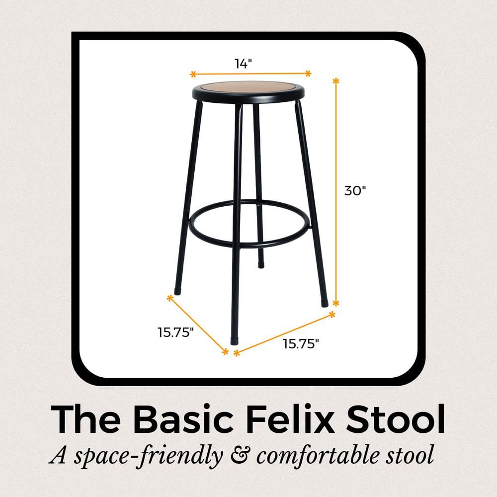 Felix 30" Black Metal Adjustable Backless Stool