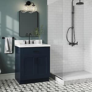 Hepburn 30 in. W x 22 in. D x 36 in. H Single Sink Freestanding Bath Vanity in Midnight Blue with Carrara Quartz Top