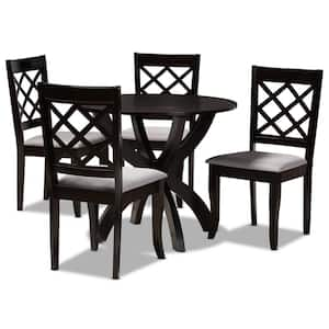 Savina 5-Piece Grey and Dark Brown Dining Set